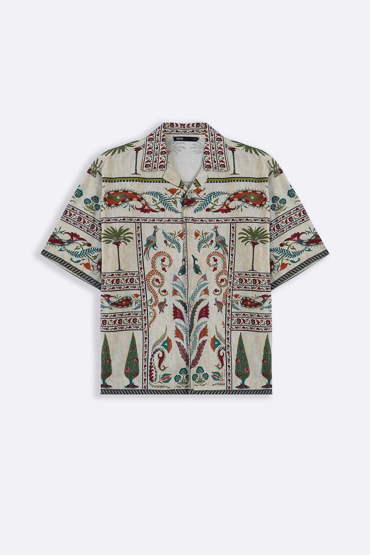 ECRU SLUB PRINTED SHIRT