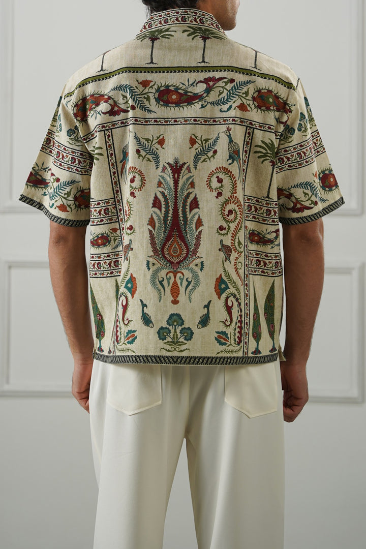 ECRU SLUB PRINTED SHIRT