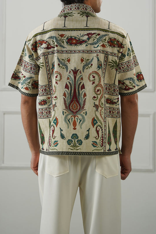 ECRU SLUB PRINTED SHIRT
