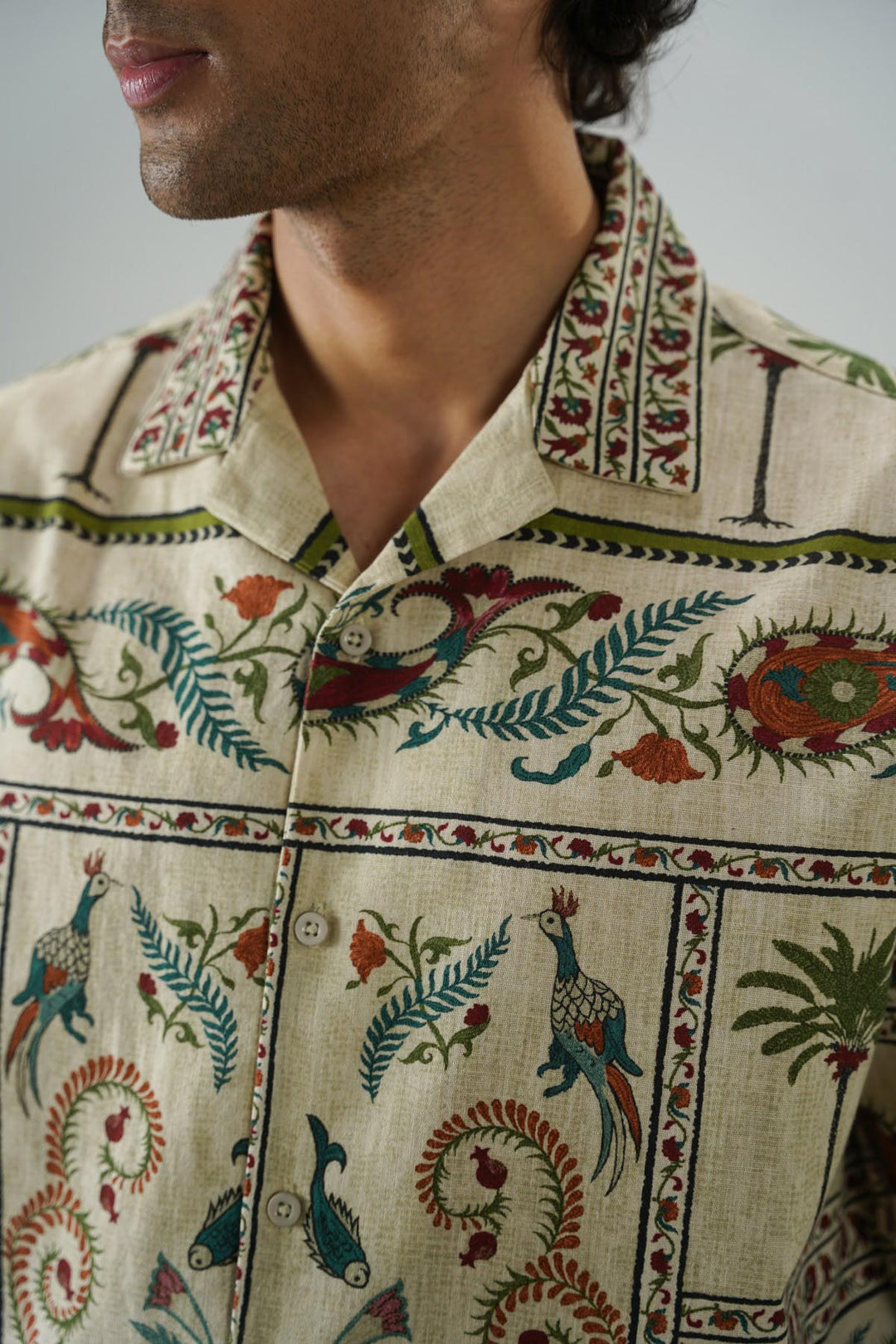 ECRU SLUB PRINTED SHIRT