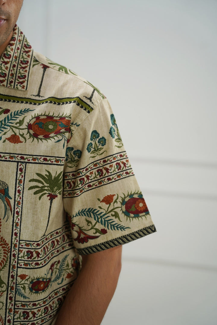 ECRU SLUB PRINTED SHIRT
