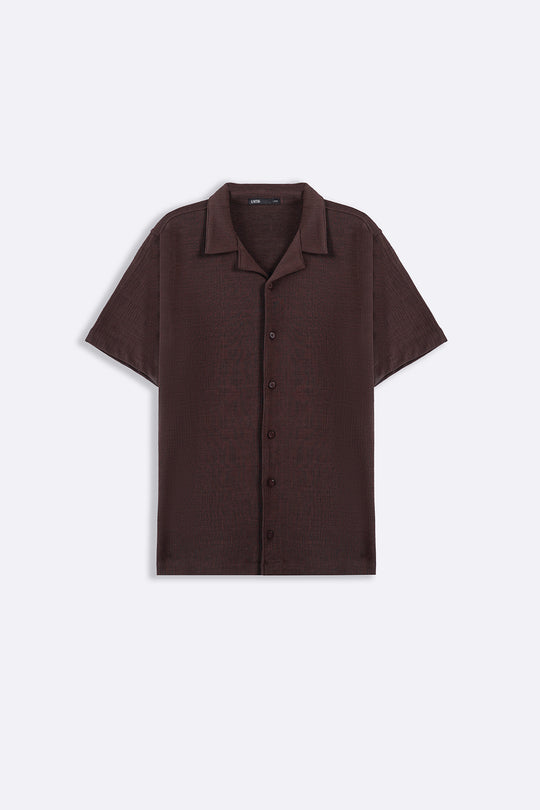 BROWN SEERSUCKER BUTTON DOWN