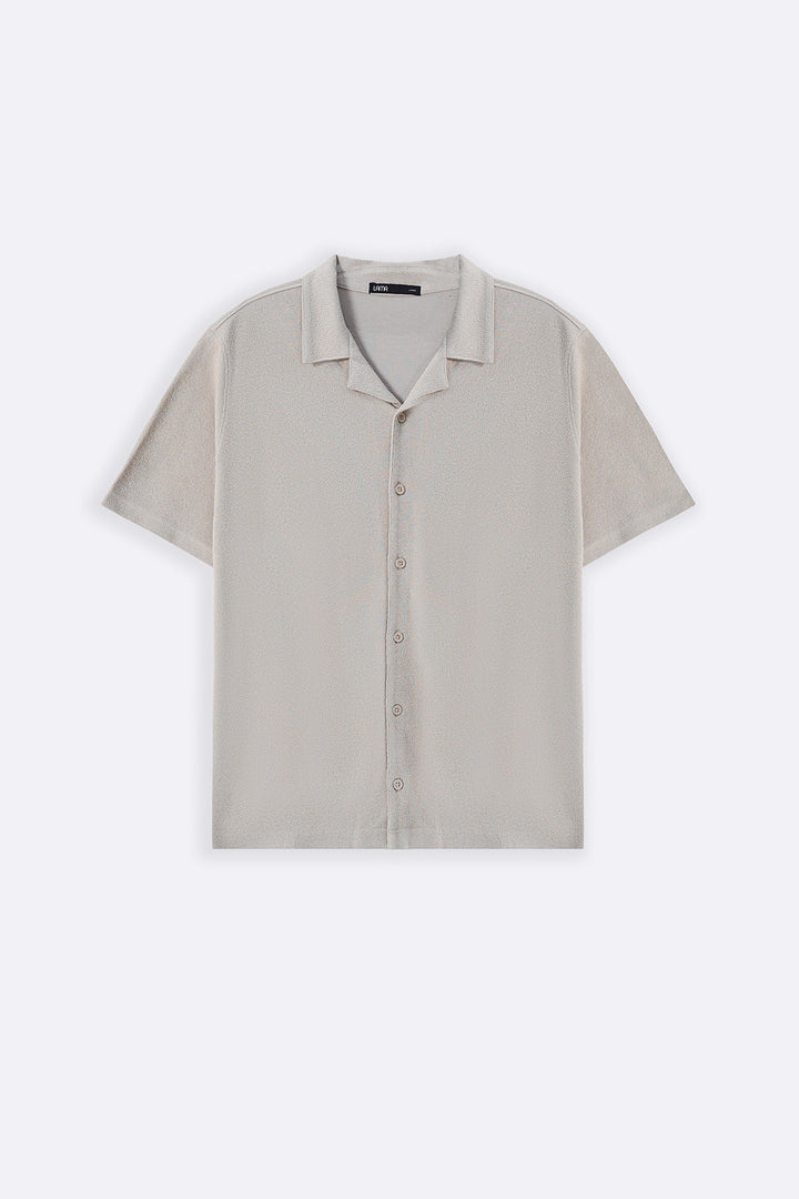 BEIGE TENCEL COTTON BUTTON DOWN