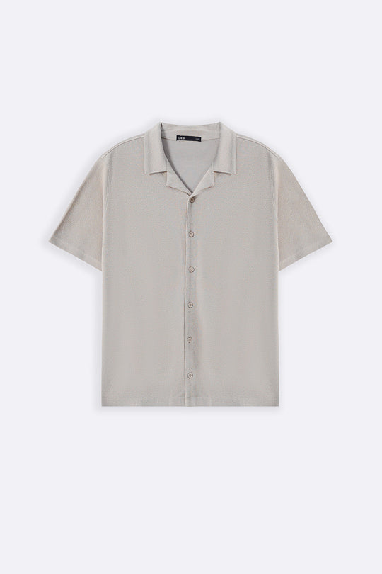 BEIGE TENCEL COTTON BUTTON DOWN