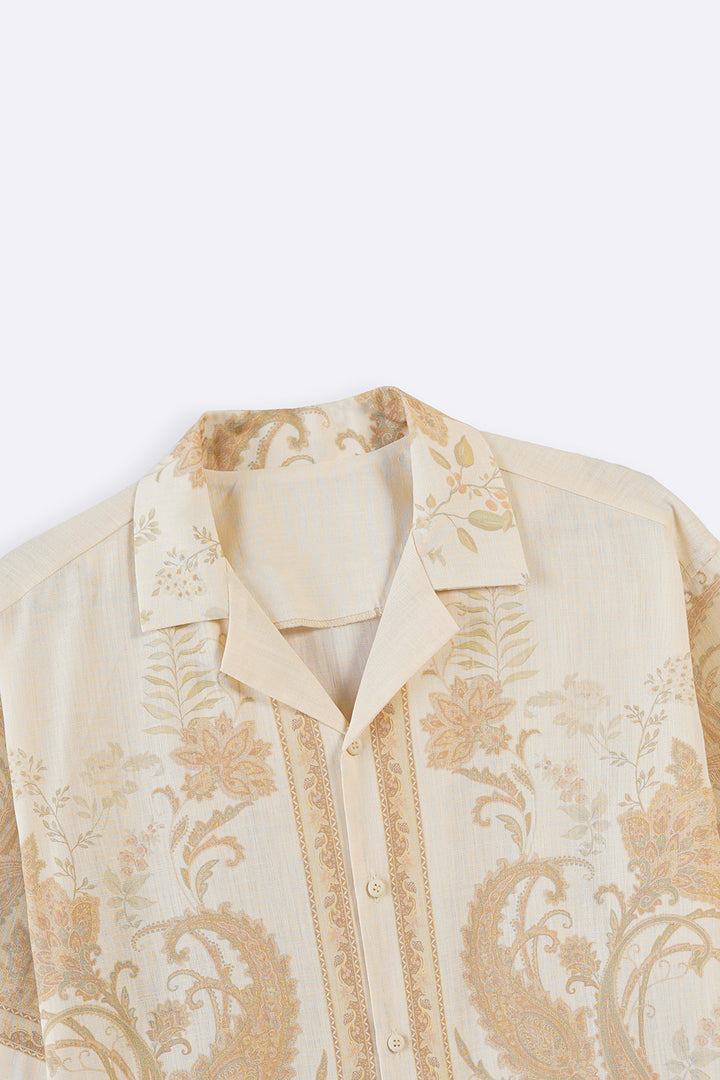 ECRU SLUB PRINTED SHIRT