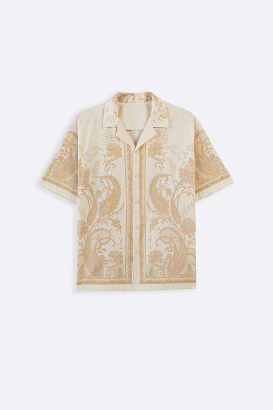 ECRU SLUB PRINTED SHIRT
