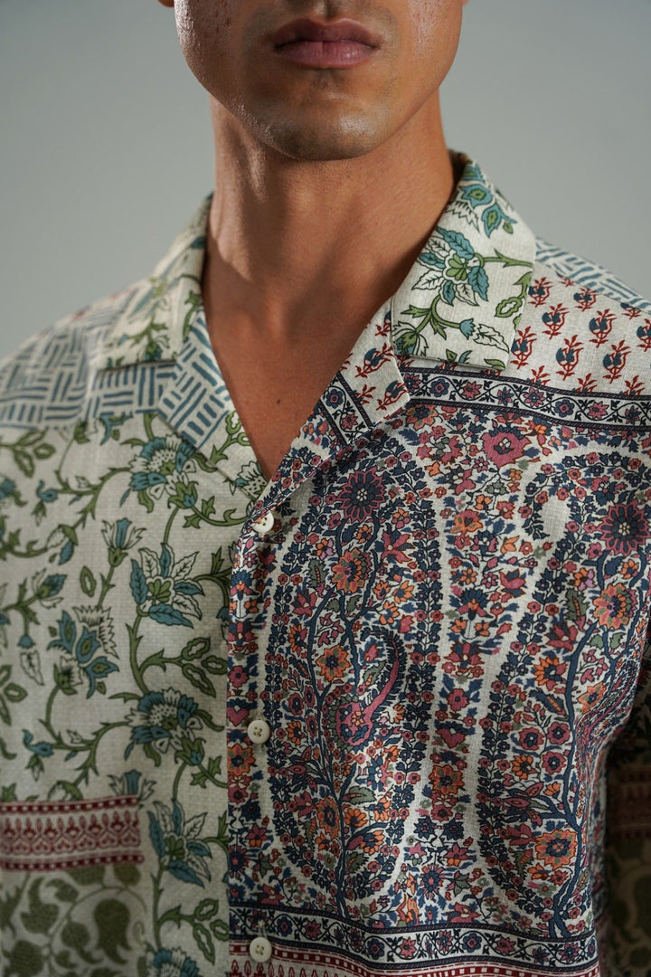 ECRU PRINTED SLUB SHIRT