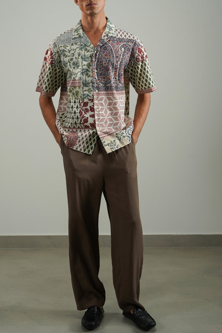 ECRU PRINTED SLUB SHIRT
