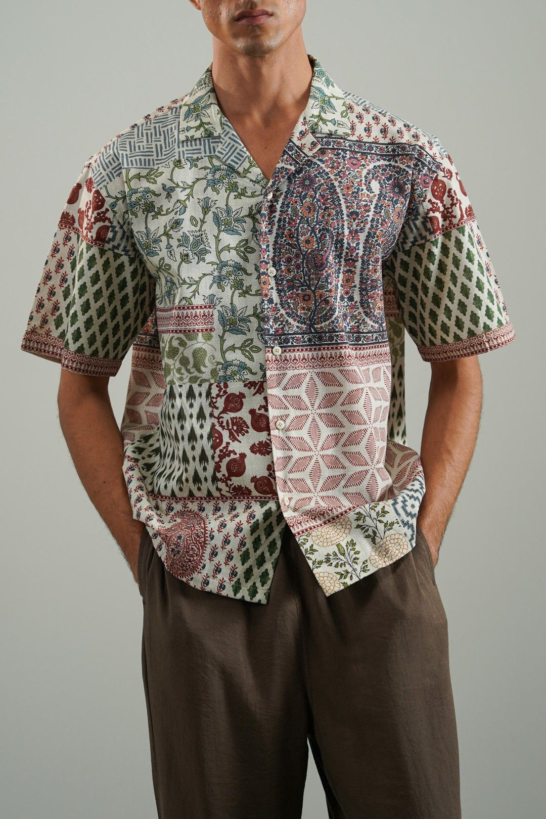 ECRU PRINTED SLUB SHIRT