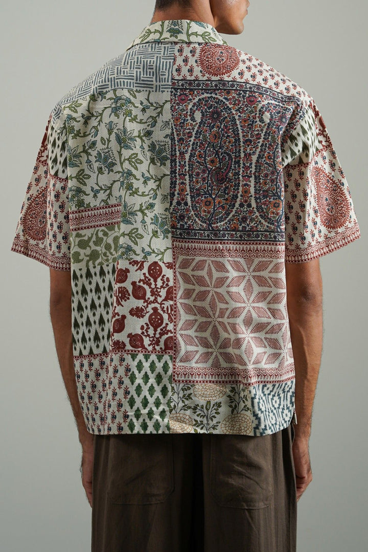 ECRU PRINTED SLUB SHIRT
