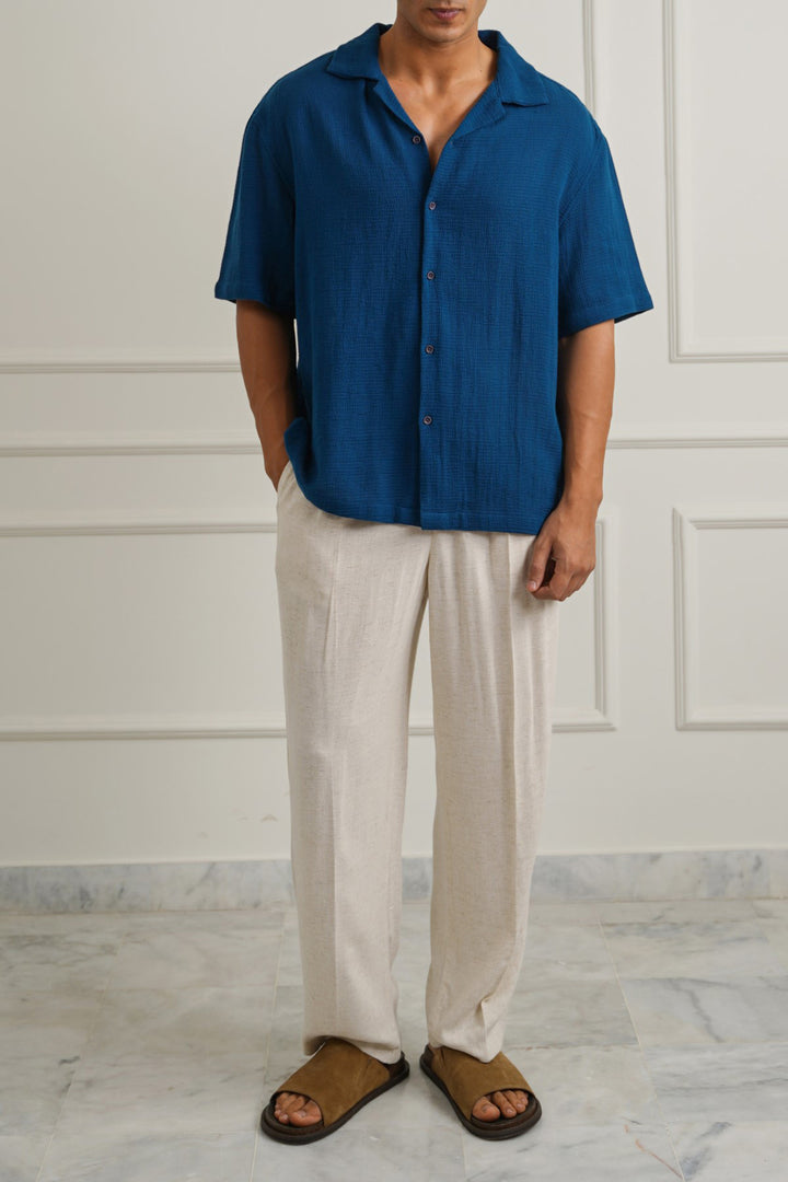 TEXTURED COTTON SAFARI SHIRT