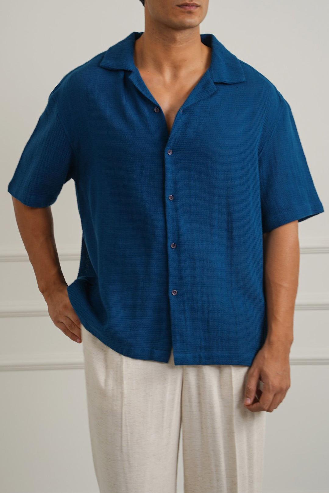 TEXTURED COTTON SAFARI SHIRT