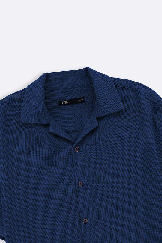 TEAL TEXTURED COTTON SAFARI SHIRT