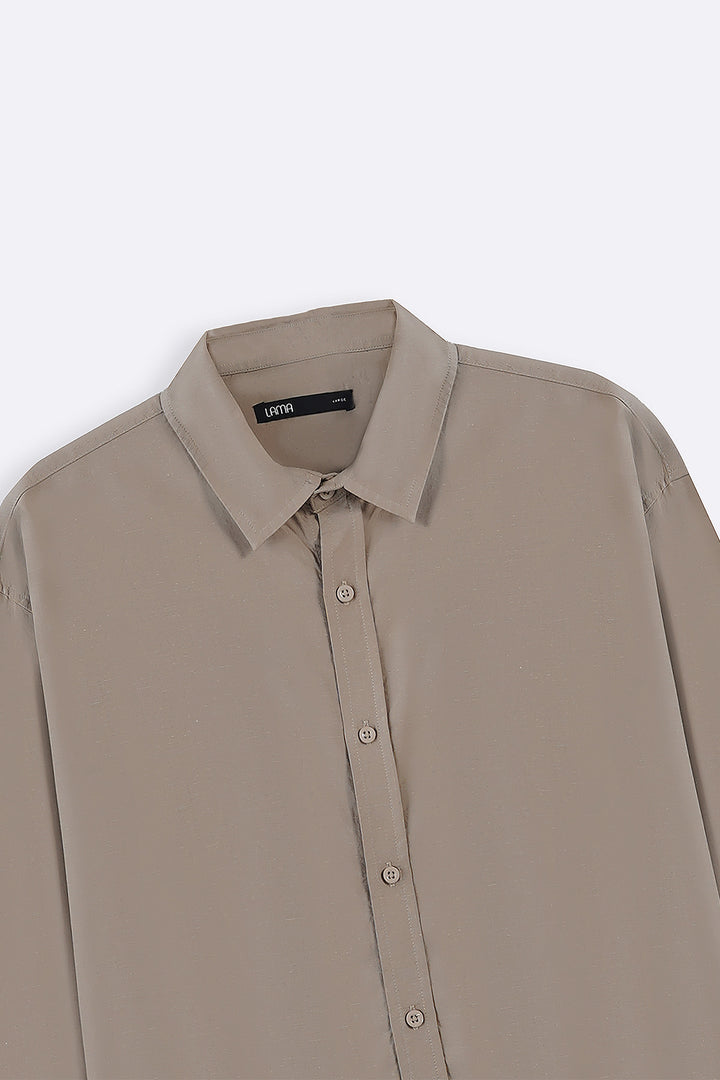 BEIGE SLUB SHIRT WITH LINEN