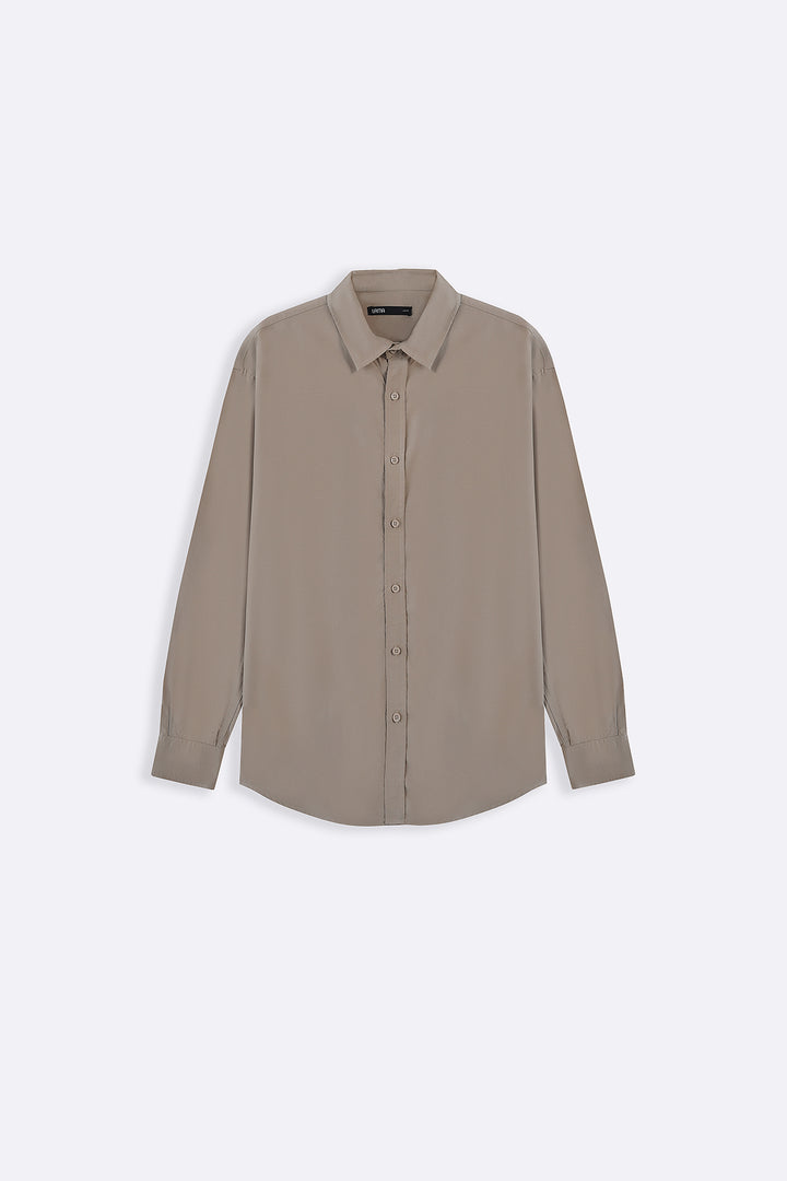 BEIGE SLUB SHIRT WITH LINEN