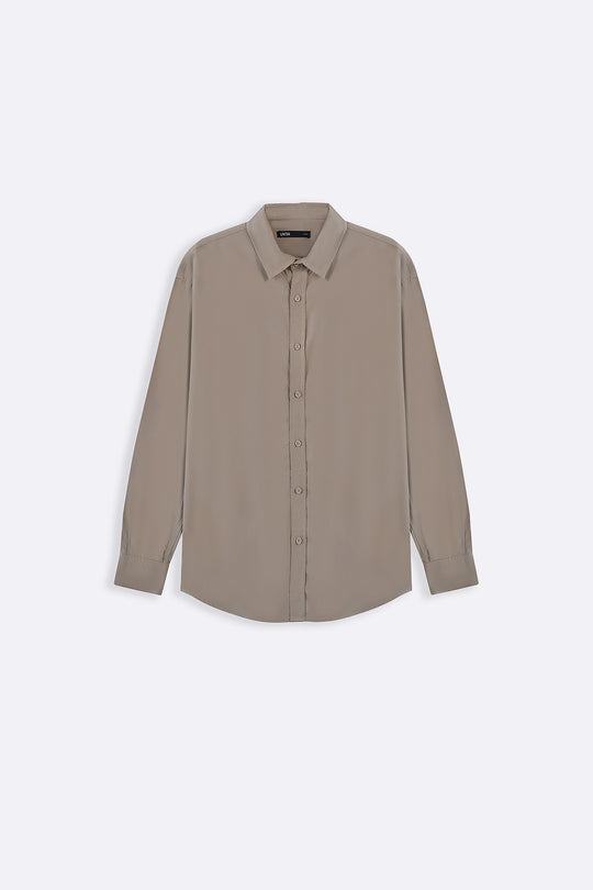 BEIGE SLUB SHIRT WITH LINEN