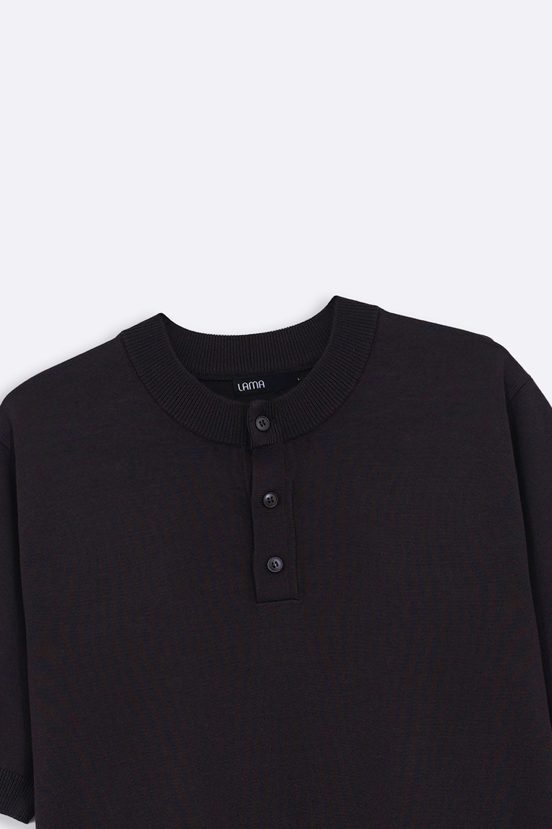 BLACK SOFT KNIT HENLEY SHIRT