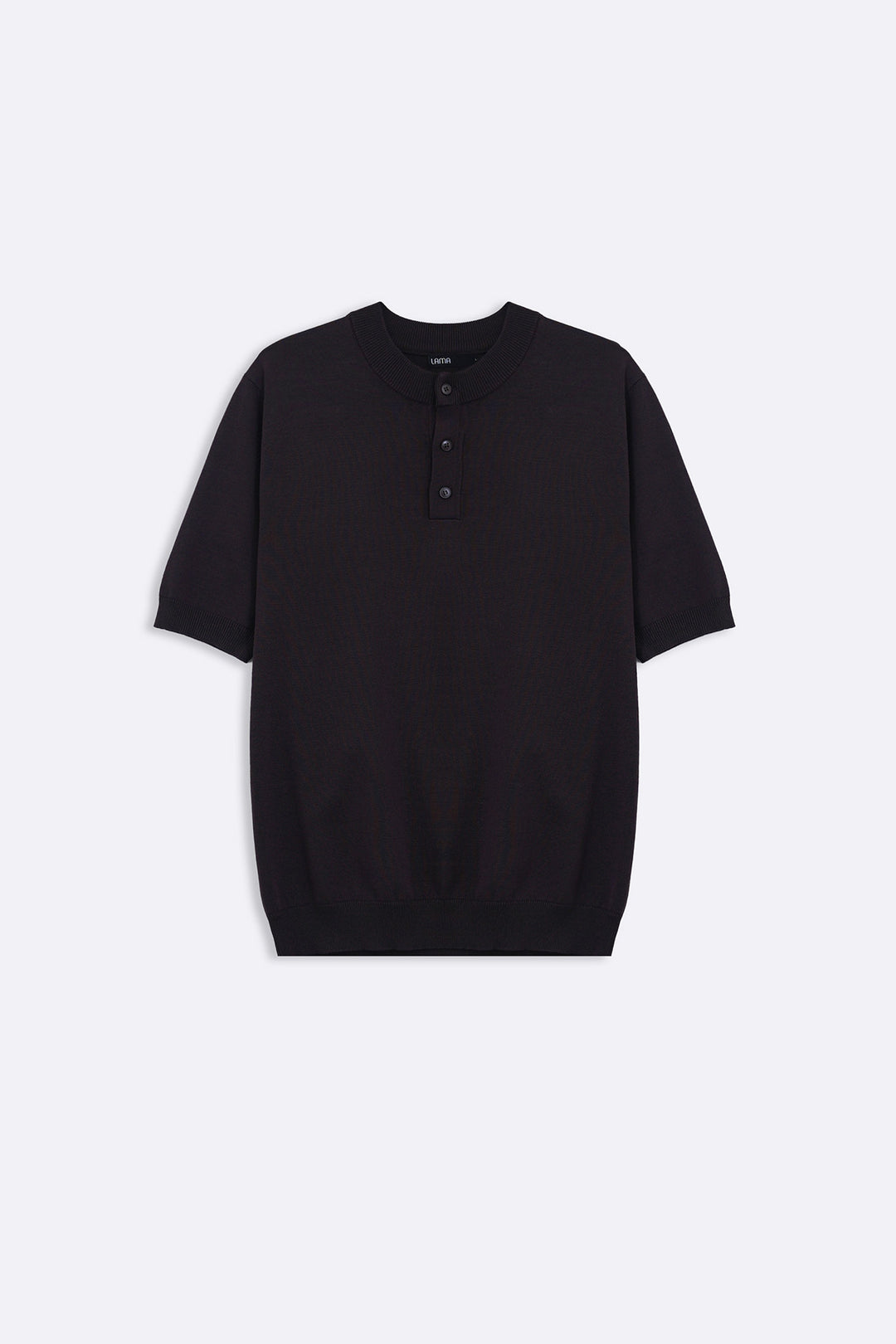 BLACK SOFT KNIT HENLEY SHIRT