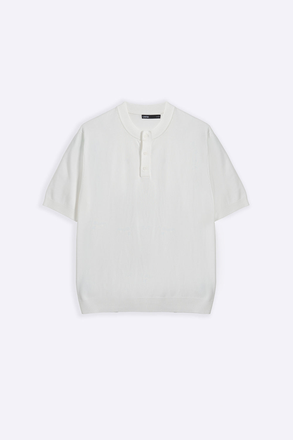 WHITE SOFT KNIT HENLEY SHIRT