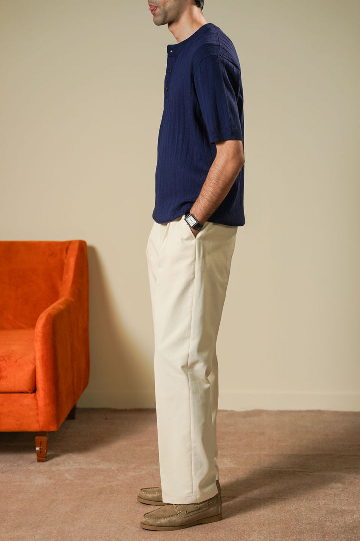 NAVY TEXTURED HENLEY