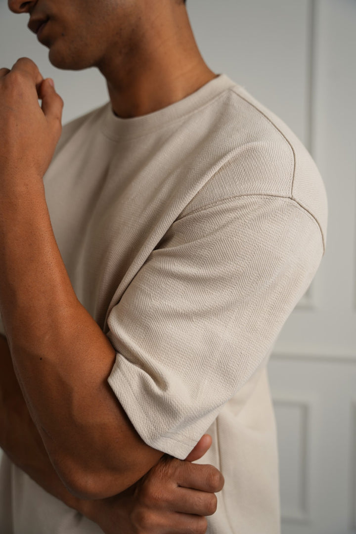 BEIGE CLASSIC TEXTURED TEE