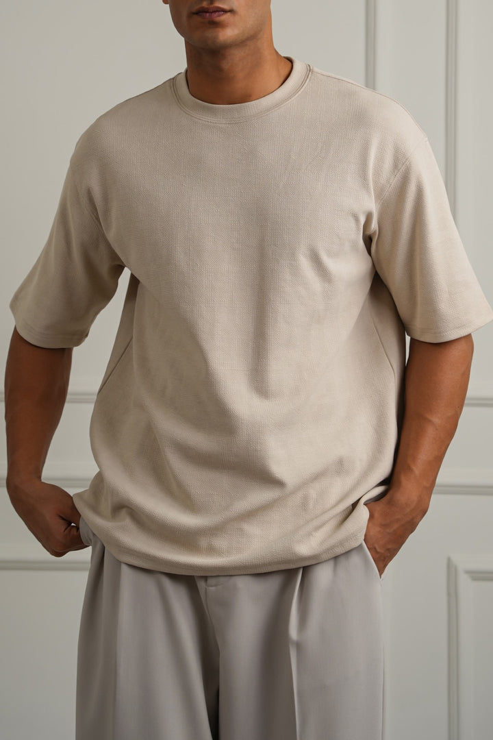 BEIGE CLASSIC TEXTURED TEE