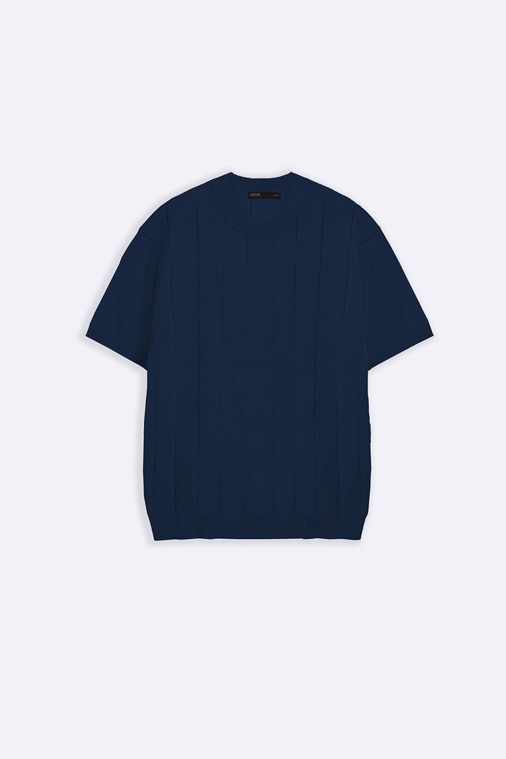 NAVY DROP NEEDLE TEE