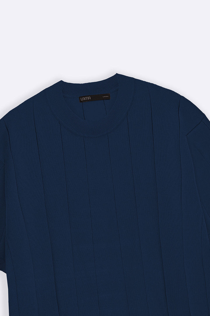 NAVY DROP NEEDLE TEE