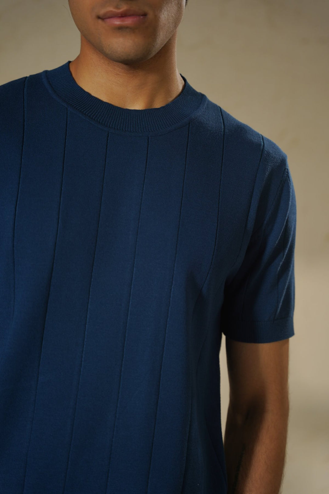 NAVY DROP NEEDLE TEE