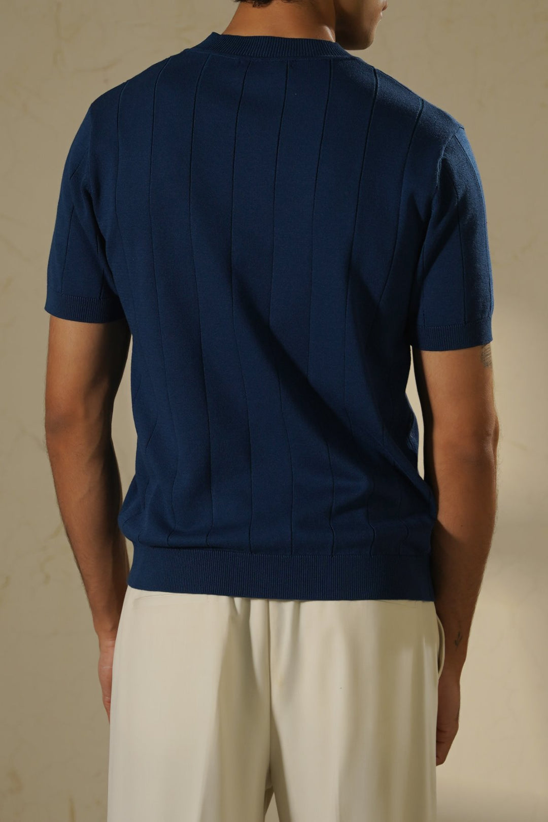 NAVY DROP NEEDLE TEE