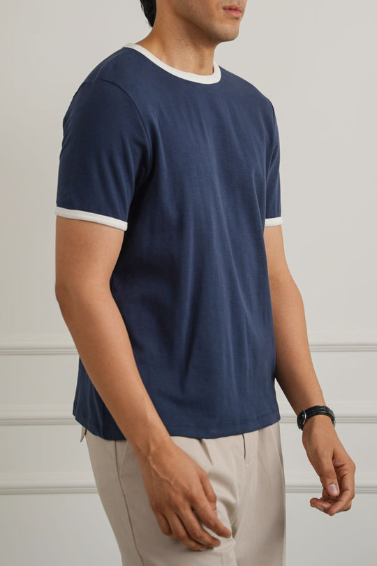 NAVY CONTRAST TEE