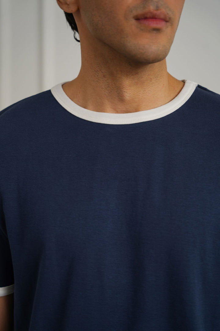 NAVY CONTRAST TEE
