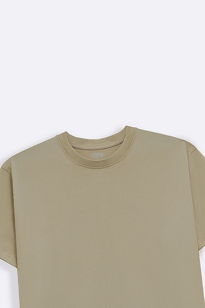 BEIGE ESSENTIAL CREW NECK TEE