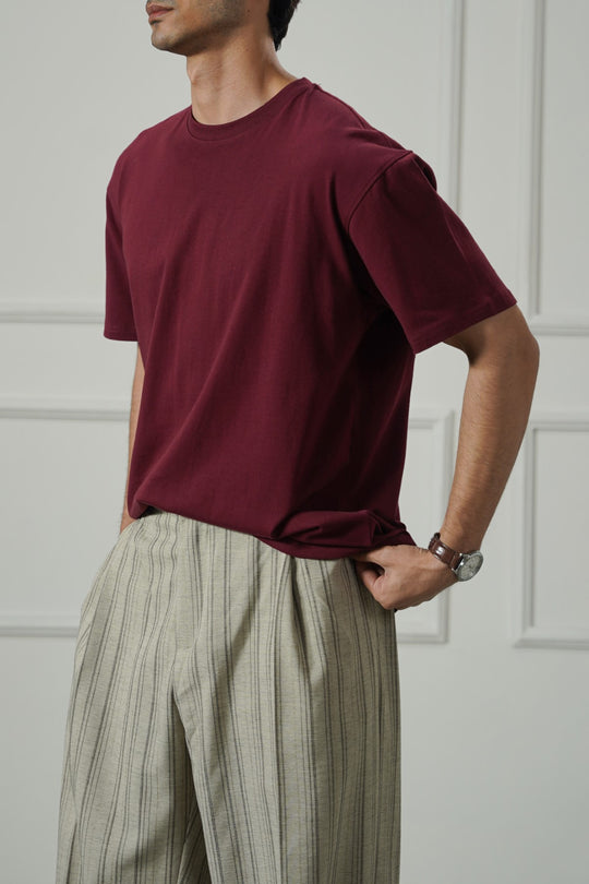 MAROON ESSENTIAL CREW NECK TEE