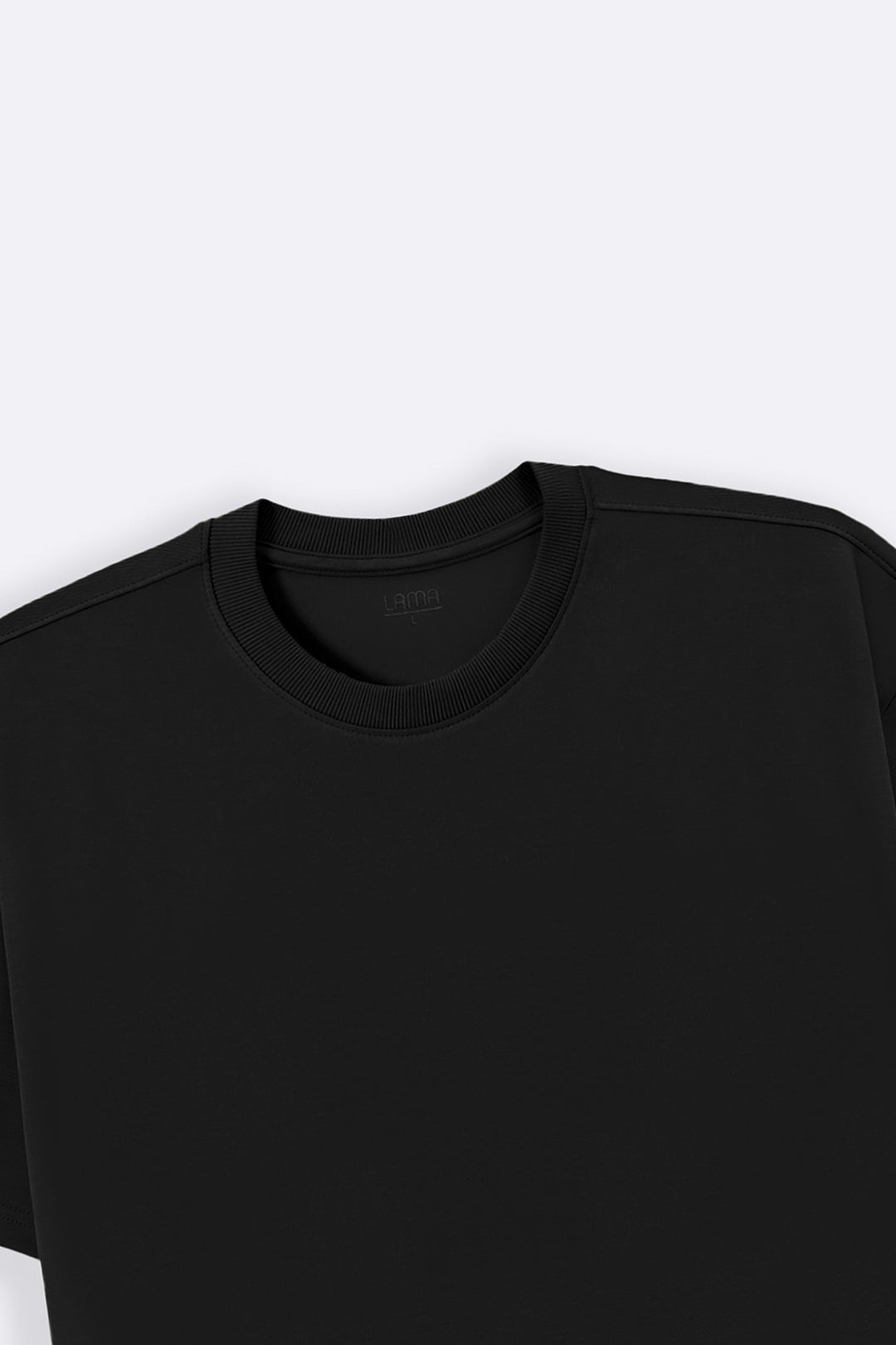 BLACK BASIC RIBBED TEE