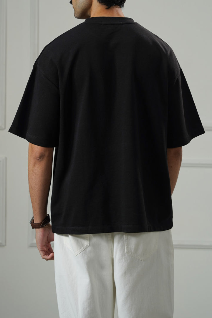 BLACK BASIC RIBBED TEE