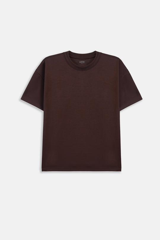 DARK BROWN BASIC RIBBED TEE