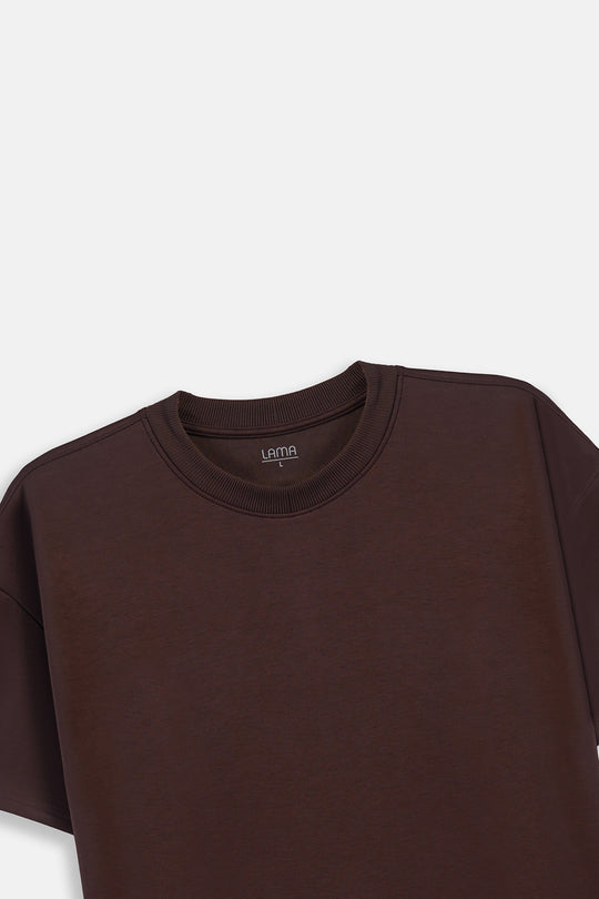 DARK BROWN BASIC RIBBED TEE