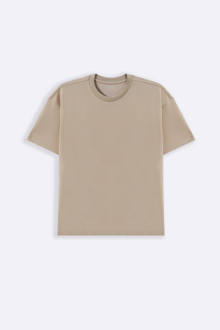 KHAKI BASIC RIBBED TEE