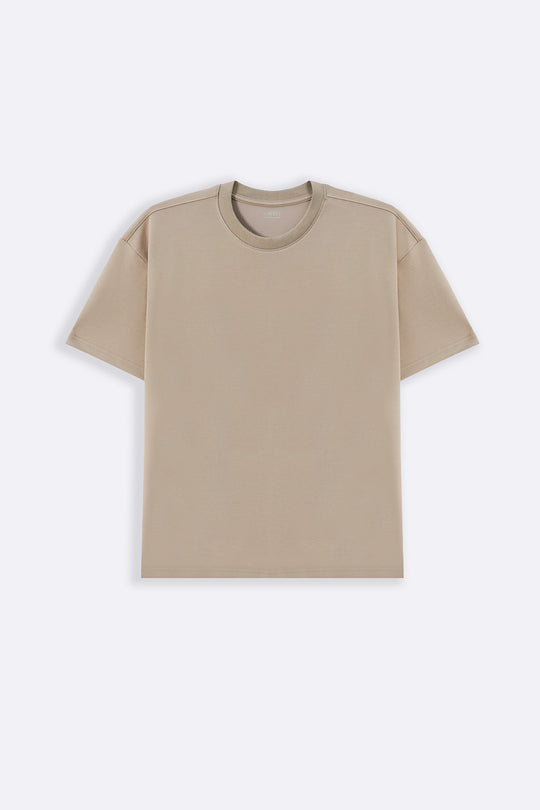 KHAKI BASIC RIBBED TEE