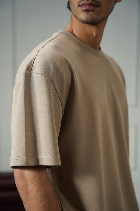 KHAKI BASIC RIBBED TEE