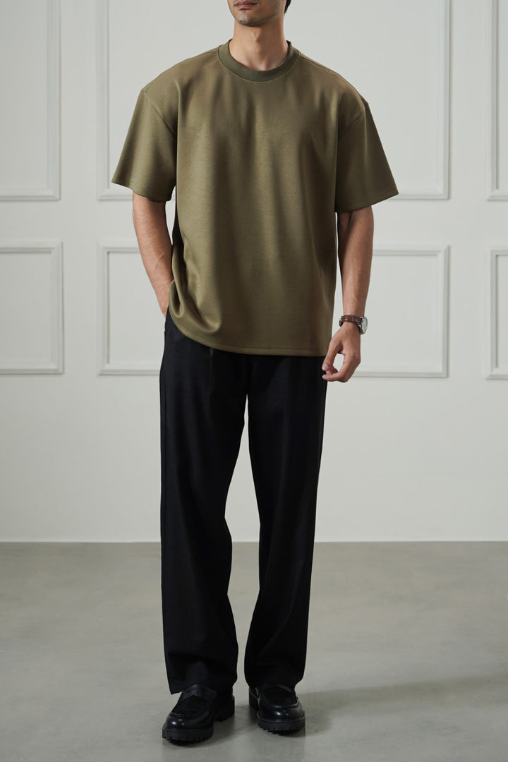 OLIVE BASIC RIBBED TEE
