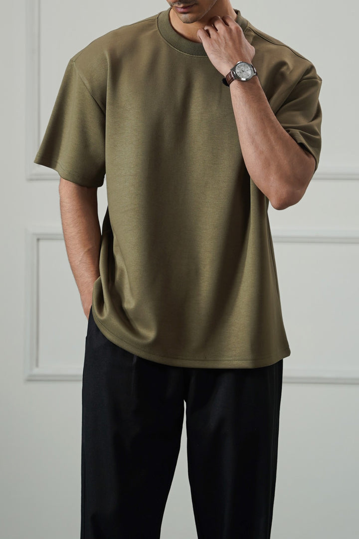 OLIVE BASIC RIBBED TEE