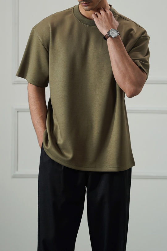 OLIVE BASIC RIBBED TEE