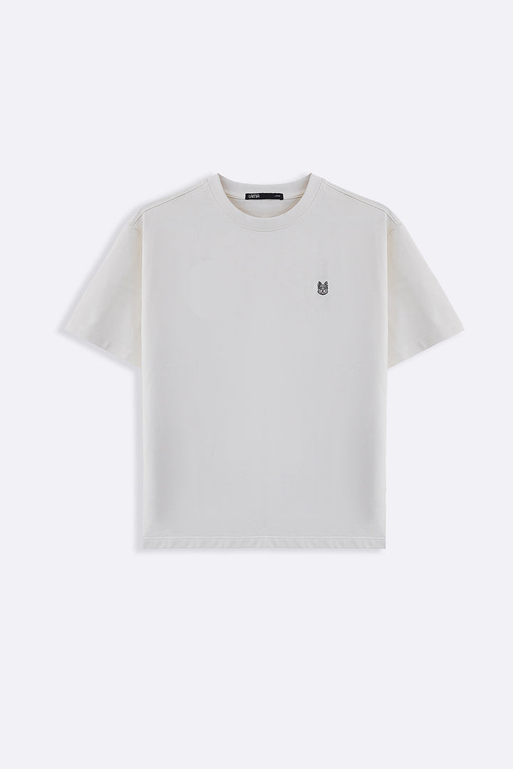 WHITE EMBROIDERED LOGO TEE