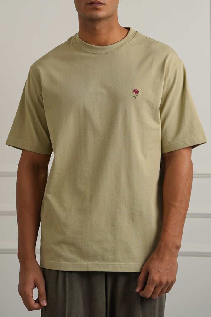 LIGHT GREEN ROSE GRAPHIC TEE