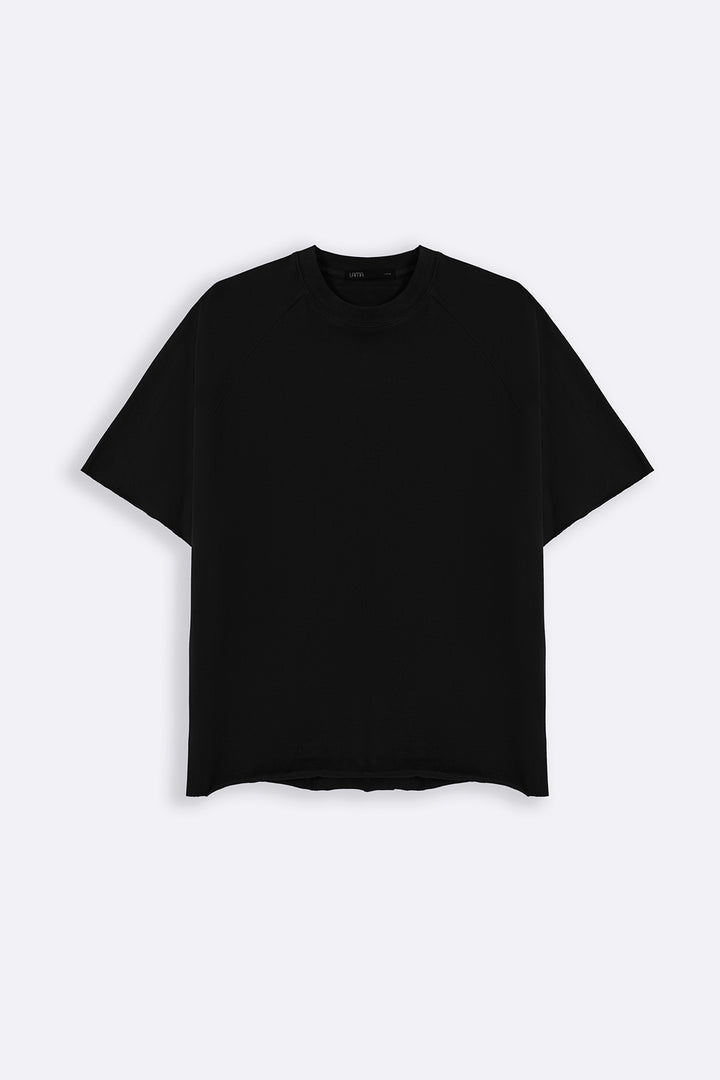 BLACK RAGLAN COTTON TEE