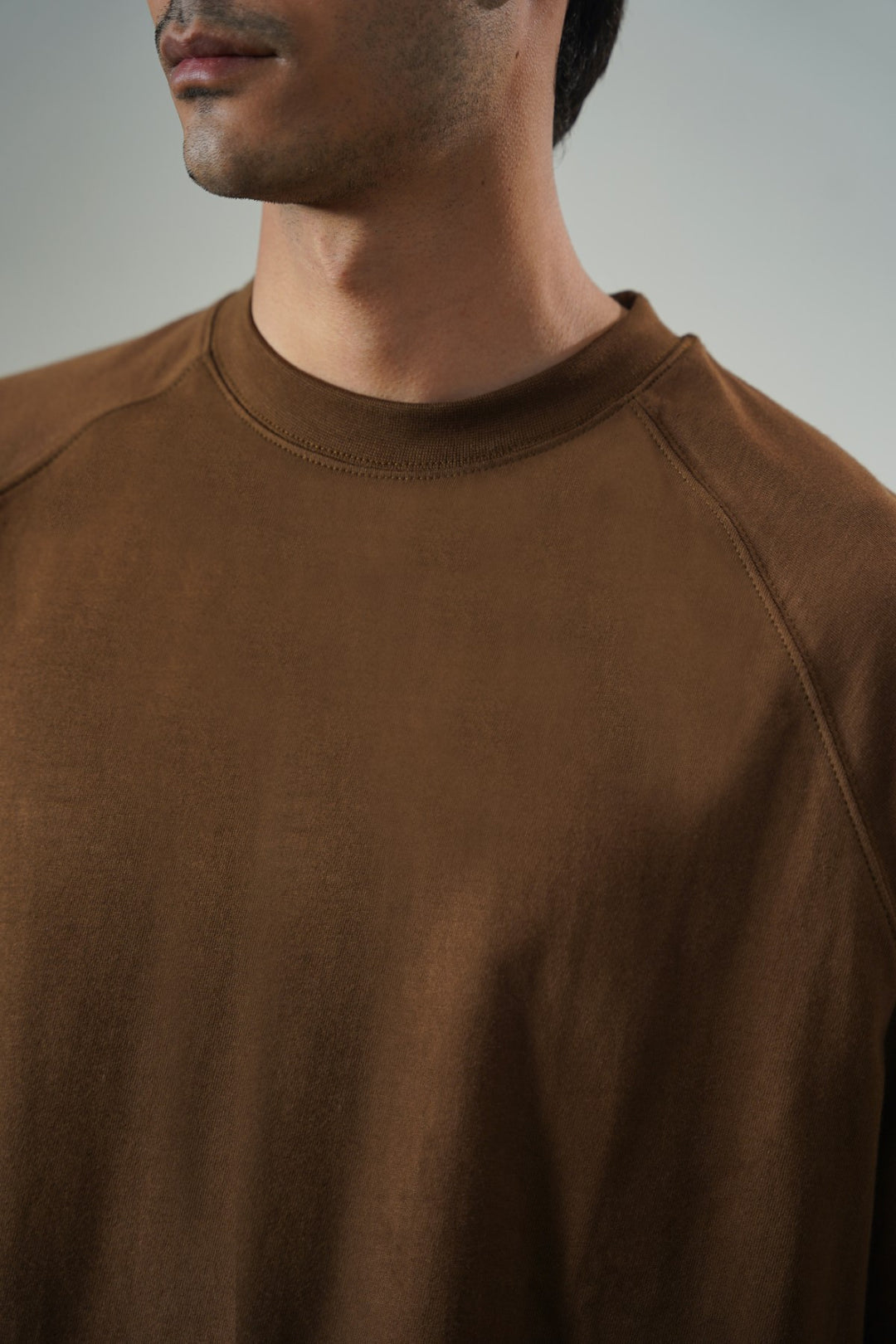 BROWN RAGLAN COTTON TEE