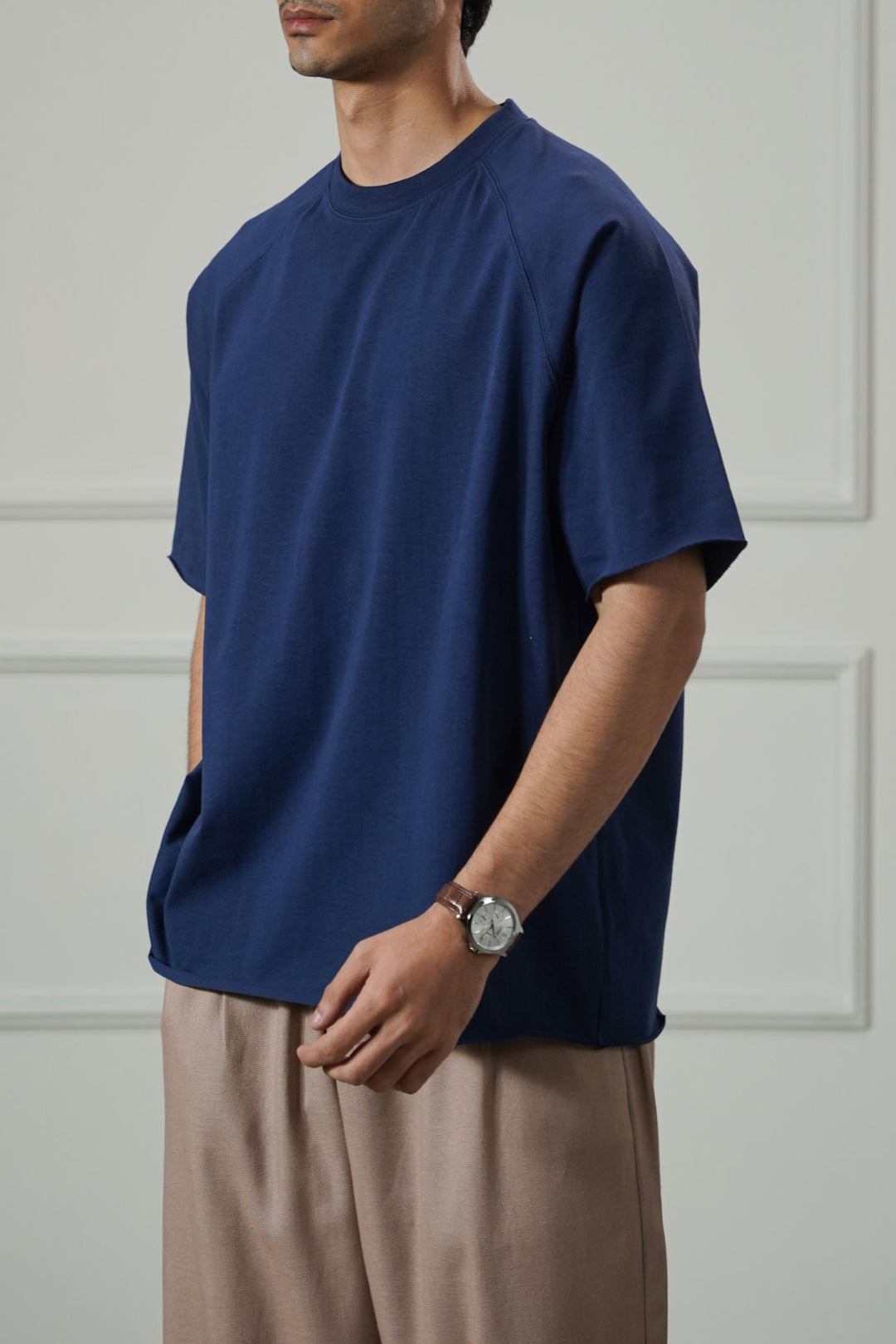 NAVY RAGLAN COTTON TEE