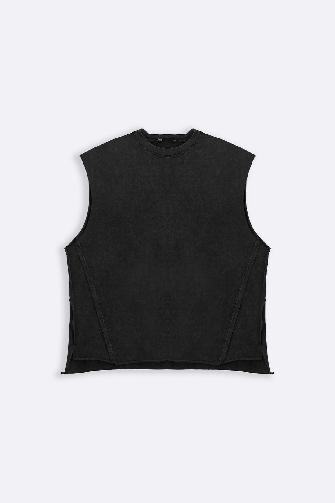 CHARCOAL WASHED EFFECT SLEEVELESS TEE